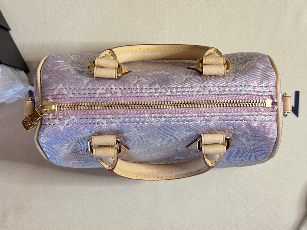 100 Original Louis Vuitton Speedy 20 Bandouliere Monoglam Rose M22849